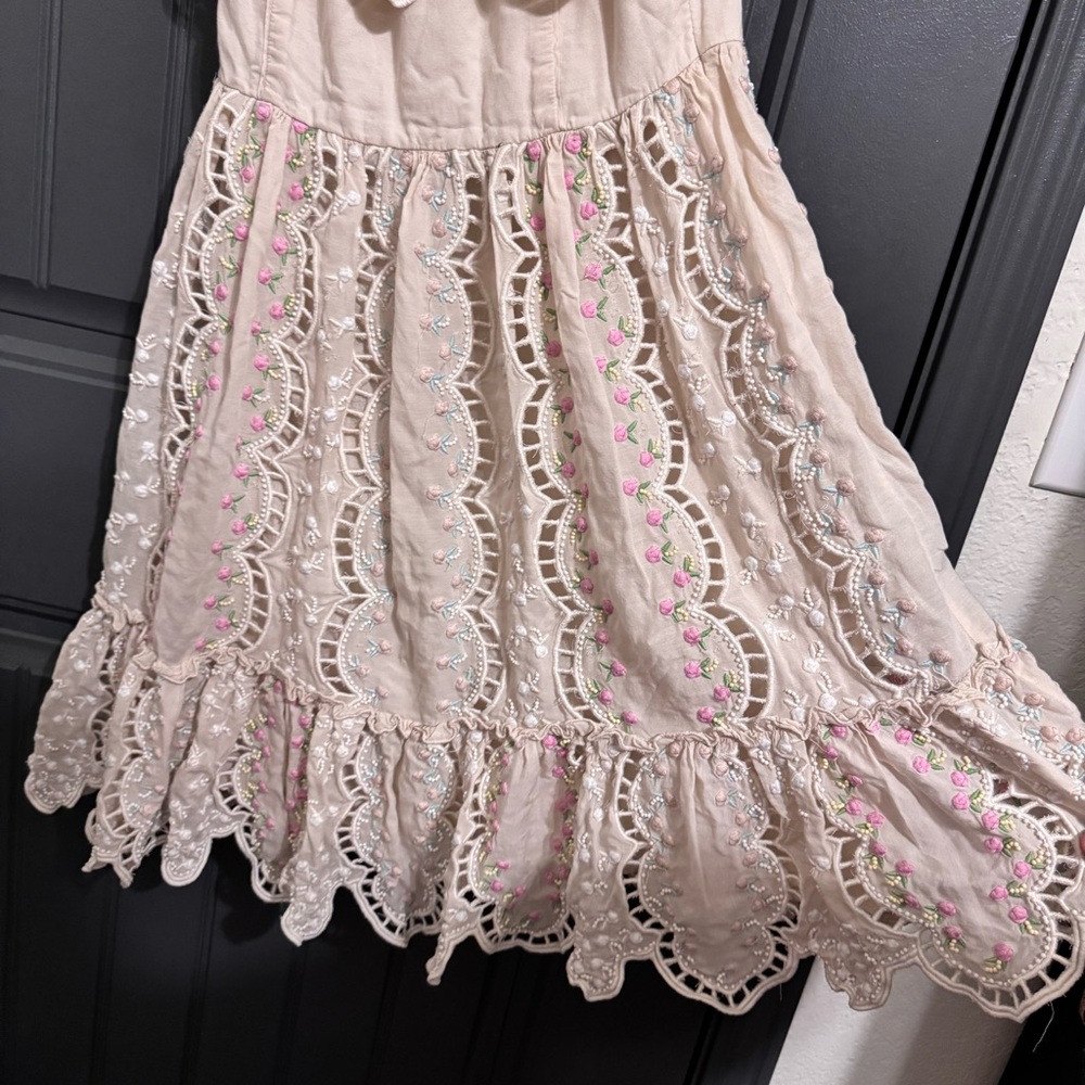 Love Sam Cream Off the Shoulder Beaded Embroidered Floral Midi Dress - Picture 6 of 16
